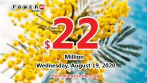 2020年8月15日的Powerball开奖结果：头奖为2200万美元。