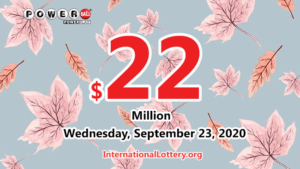 2020年9月19日的Powerball开奖结果；头奖为2200万美元。
